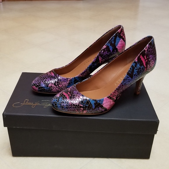 Shoes of Prey Shoes - Shoes of Prey Purple Snake Round Toe Heels